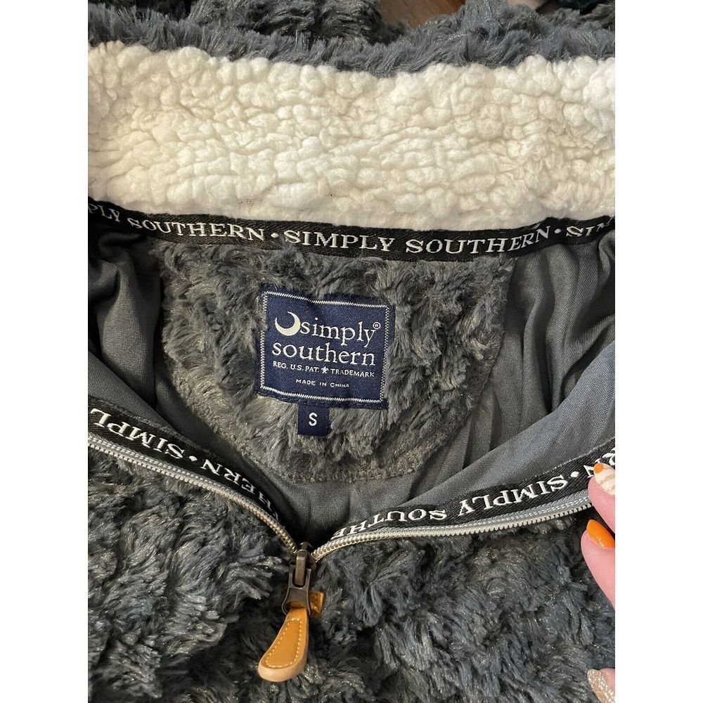 Simply Southern Sz S Gray Sherpa 1/4 Zip Pullover Jacket‎ Pockets - Picture 2 of 8